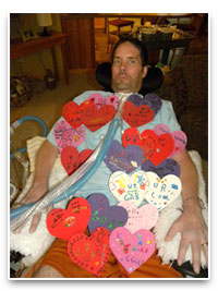 Curt with Valentines from Kids at St. Joes