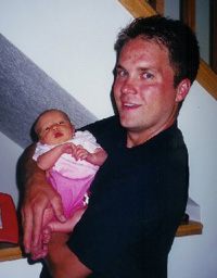 Curt and newborn Brantae, July 2001.